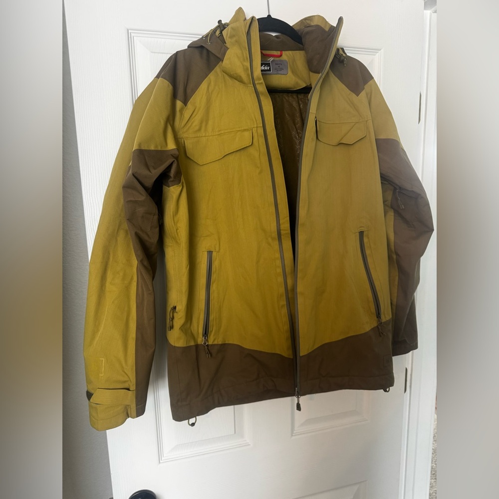 Rei E1 Elements Jacket Medium Green Hooded Full Z… - image 1